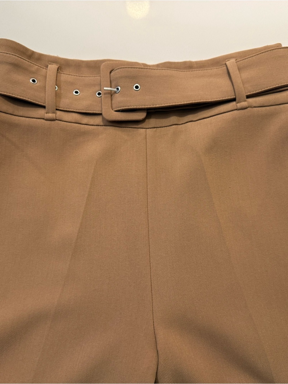 Classic Tailored Pants with Matching Belt - Tan